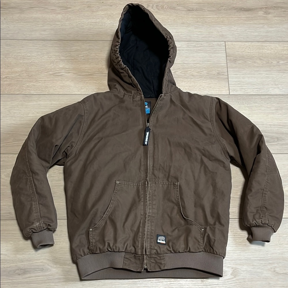 Berne Youth Brown Canvas Heavy Winter Coat Kids Size XL